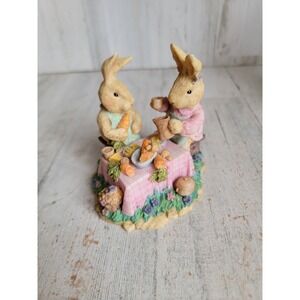 Vintage unique bunny table eat easter carrot scene village accessory figure